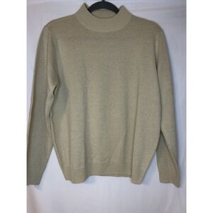 Appleseed's Women's Sweater‎ High Neck Long Sleeve Golden Sparkle Size Large
